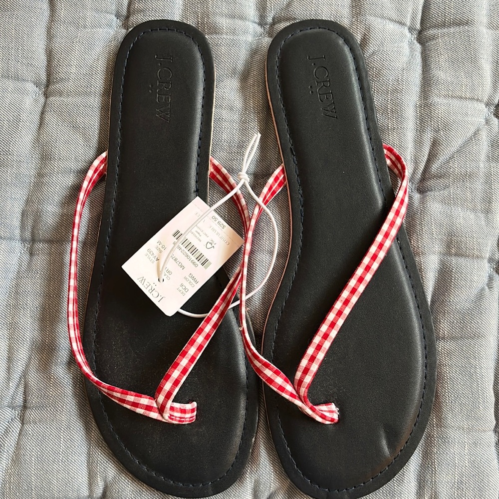 NWT JCrew Factory Gingham Sandals
